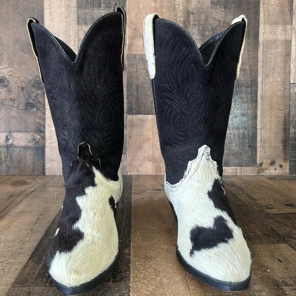 Code West By Dan Post Vintage Hair On Hide Cowboy Boots Mens 8.5 M - Picture 6 of 12